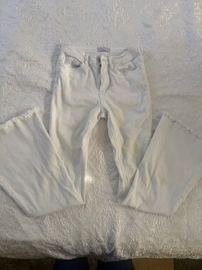 Oneso White Frayed Hem Straight Jeans